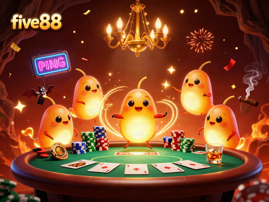 Experience the vibrant world of five88 as glowworms illuminate an immersive casino scene.