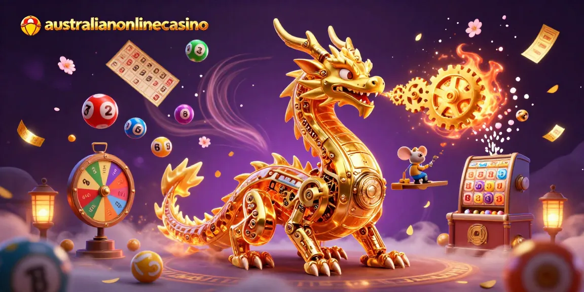 Experience vibrant gameplay at australianonlinecasino with dynamic lottery elements and a stunning dragon.