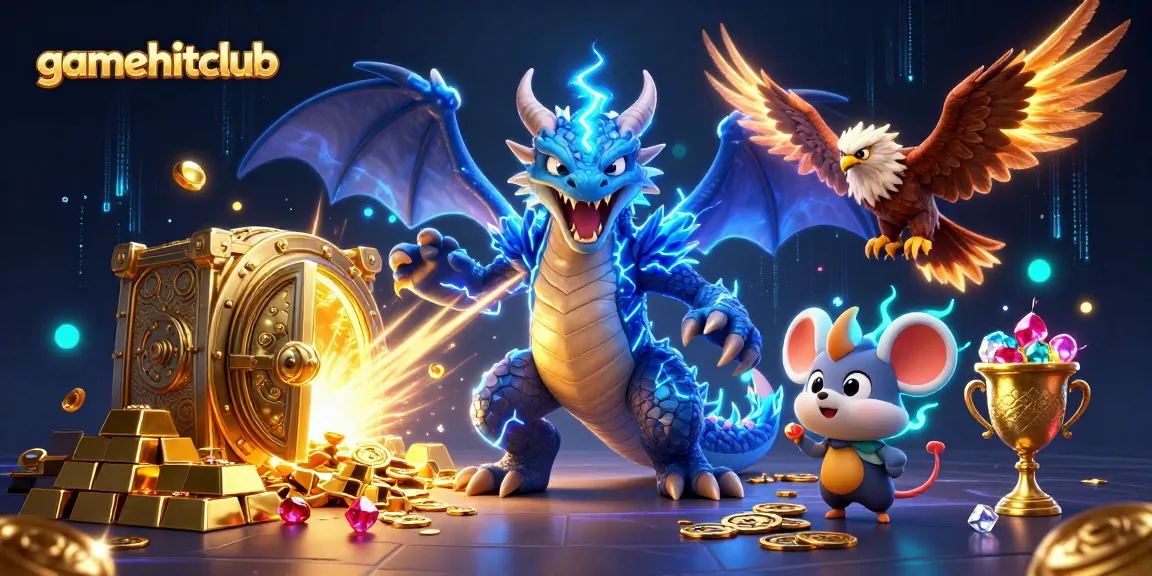 Experience thrilling wins at gamehitclub with an electric dragon and golden treasures in 3D