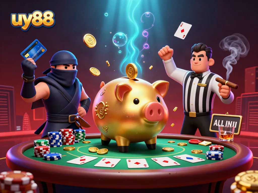 Engage your winning strategies at uy88 with vibrant 3D casino characters and dynamic poker elements.